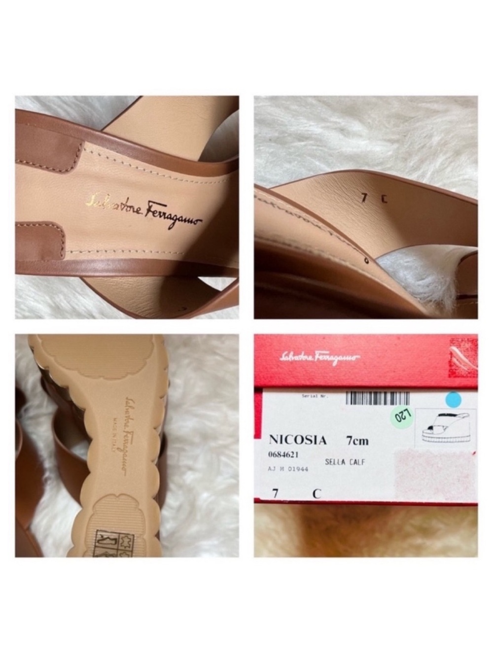 New! Salvatore Ferragamo Nicosia Brown Leather Platform Wedge Sandals - Picture 11 of 11
